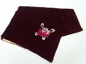 アンティーク　ビロード草花模様刺繍ショール